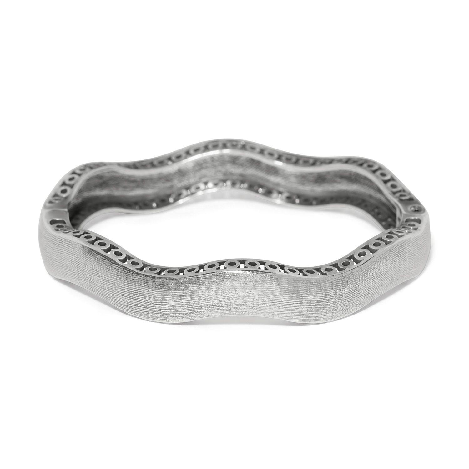 Inner Circle Wide Hinged Bangle-Silver