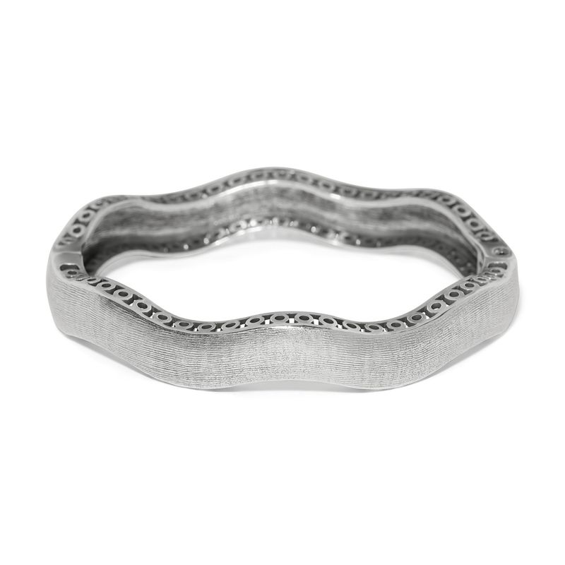 Inner Circle Wide Hinged Bangle-Silver