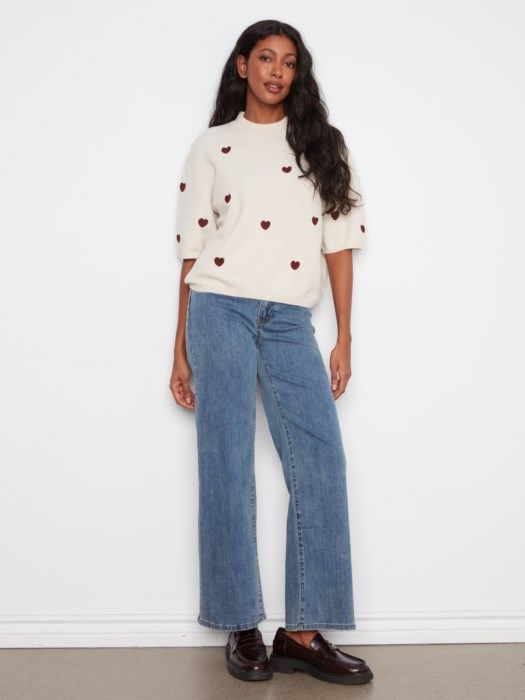 Heart Elbow Sleeve Sweater