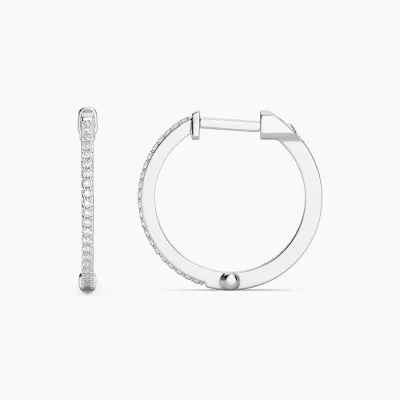 Large Classic Pave Diamond Huggie Earrings - Silver
