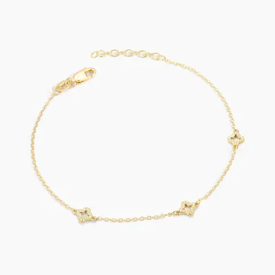 Diamond Station Chain Bracelet - Gold