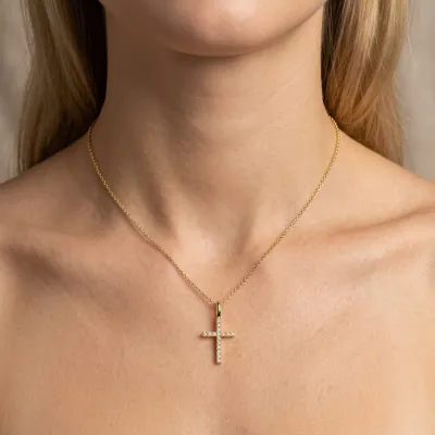 Believe Cross Pendant Necklace - Gold