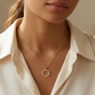 Standing O Pendant Necklace - Gold