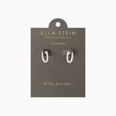 Small Classic Pave Diamondd Huggie Earrings - Silver