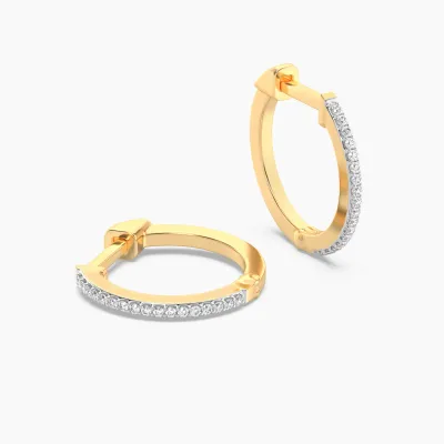 Medium Classic Pave Diamond Huggie Earrings - Gold