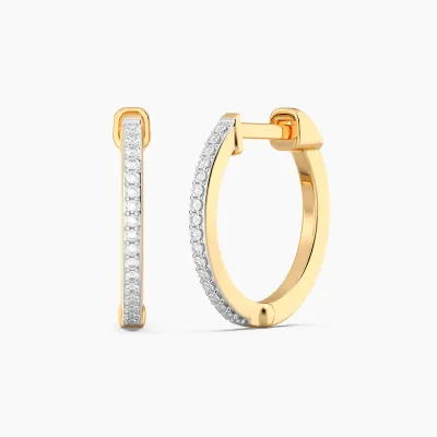 Large Classic Pave Diamond Huggie Earrings - Gold