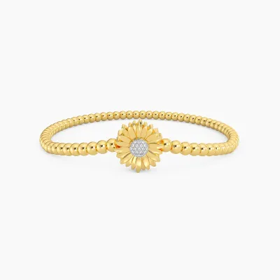 Sunflower Beaded Bracelet - Gold