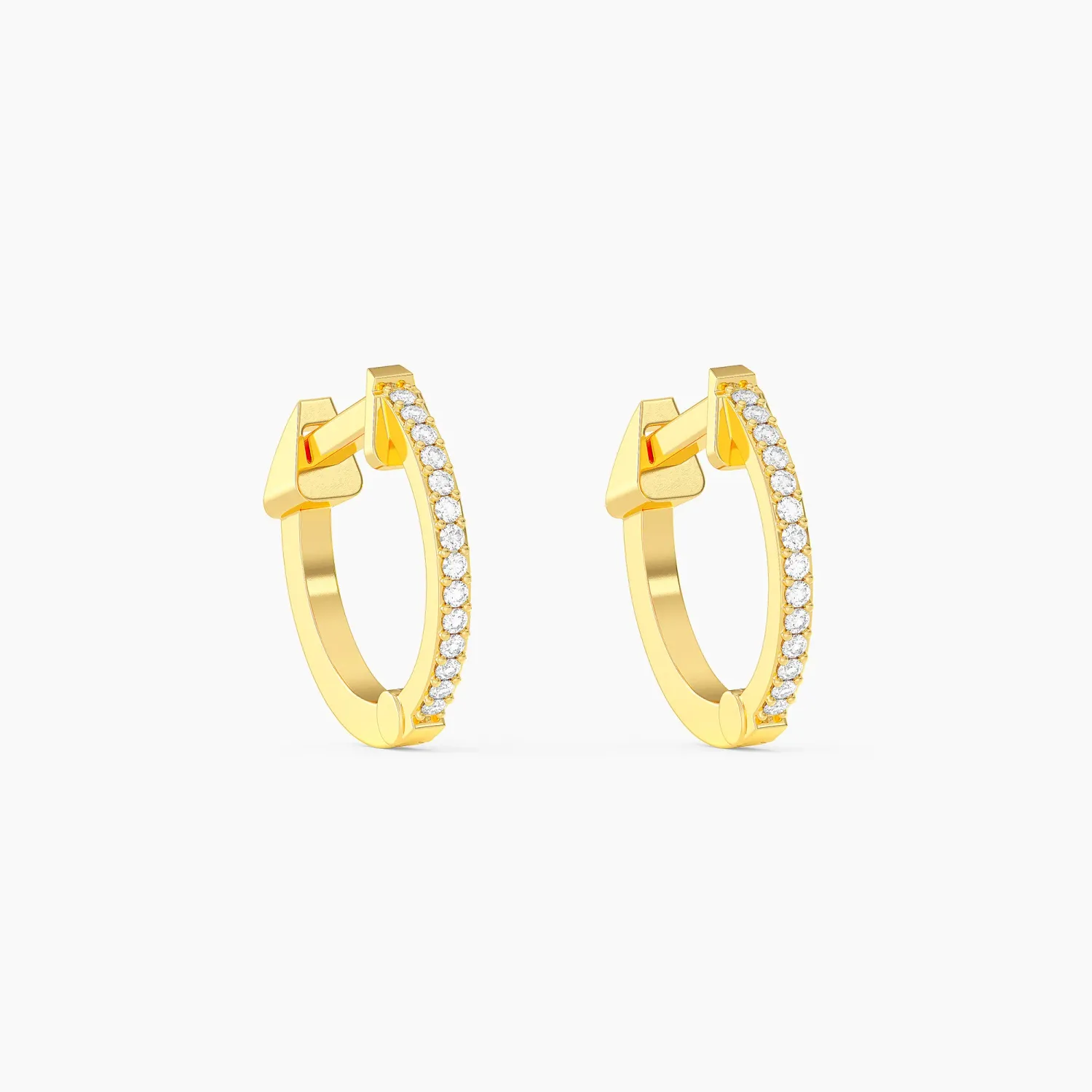 Small Classic Pave Diamondd Huggie Earrings - Gold