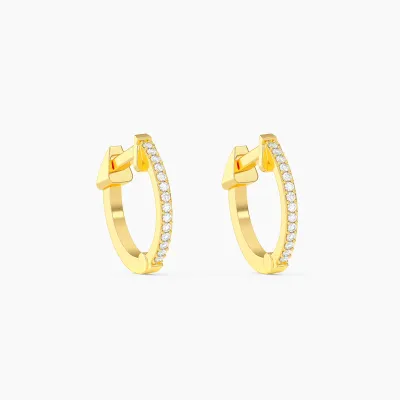 Small Classic Pave Diamondd Huggie Earrings - Gold