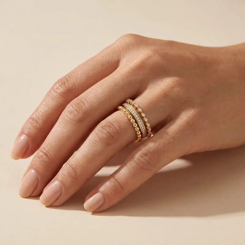 Diamonds and Bubbles of Gold Stackable Ring (7)