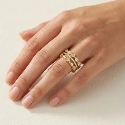 Shiny Three Stackable Ring (7)