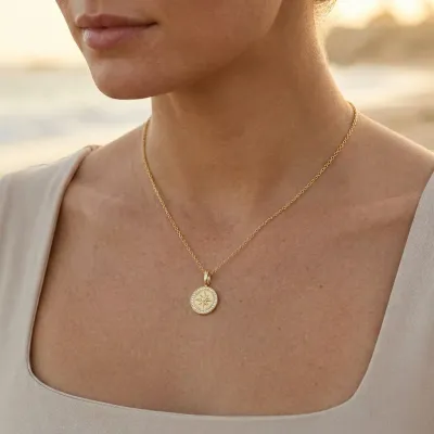 Your Own Path Compass Pendant Necklace - Gold