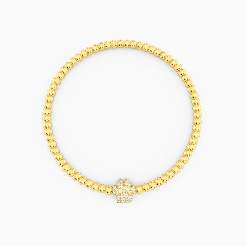 Pet Mom Beaded Bracelet - Gold