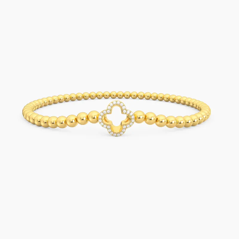 Lucky Clover Beaded Bracelet - Gold