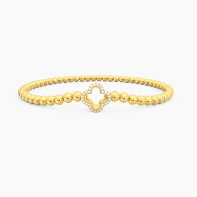 Lucky Clover Beaded Bracelet - Gold