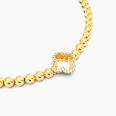 Lucky Clover Beaded Bracelet - Gold