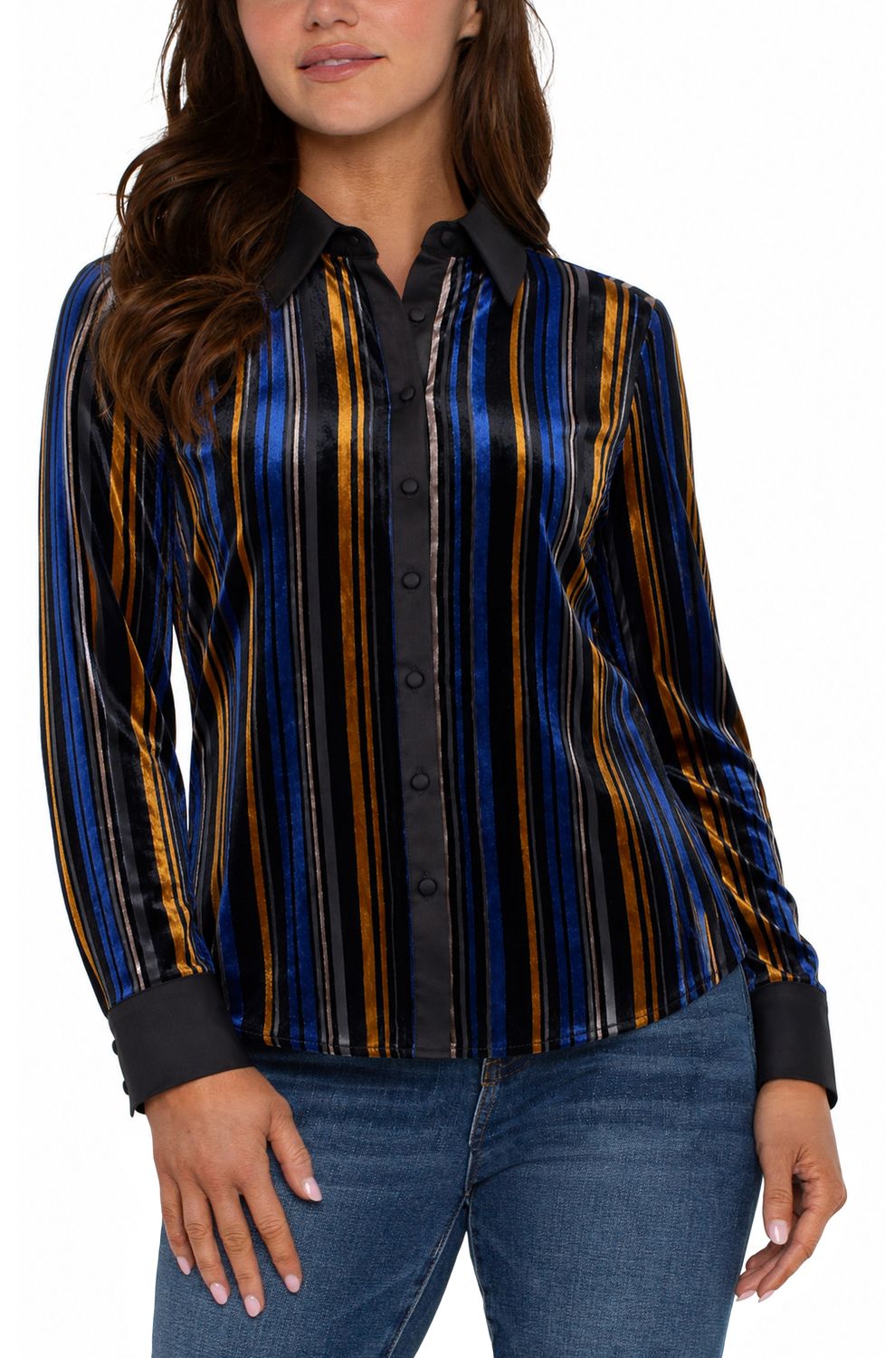 Long Sleeve Fitted Button Front Shirt