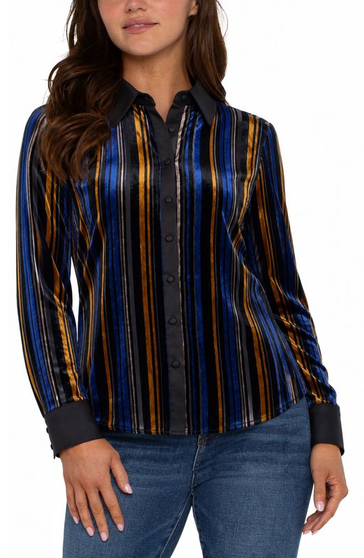Long Sleeve Fitted Button Front Shirt