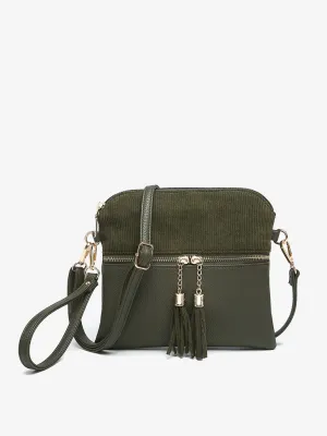 Tara Corduroy Dual Zip Crossbody