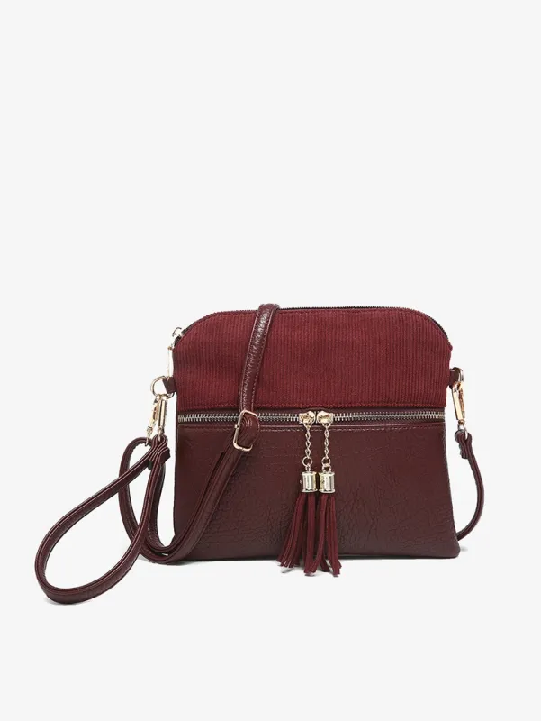Tara Corduroy Dual Zip Crossbody