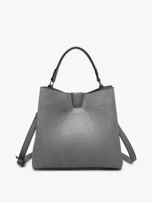 Tati Lizard Monogrammable Satchel-Grey