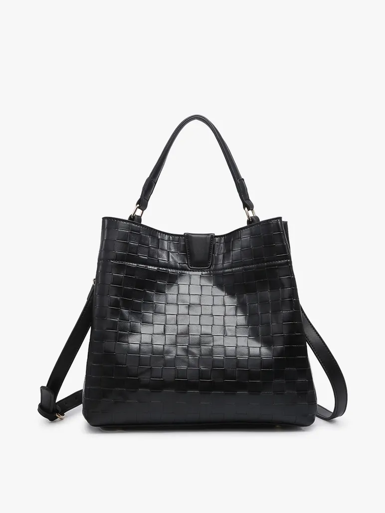 Tati Woven Textured Monogrammable Satchel