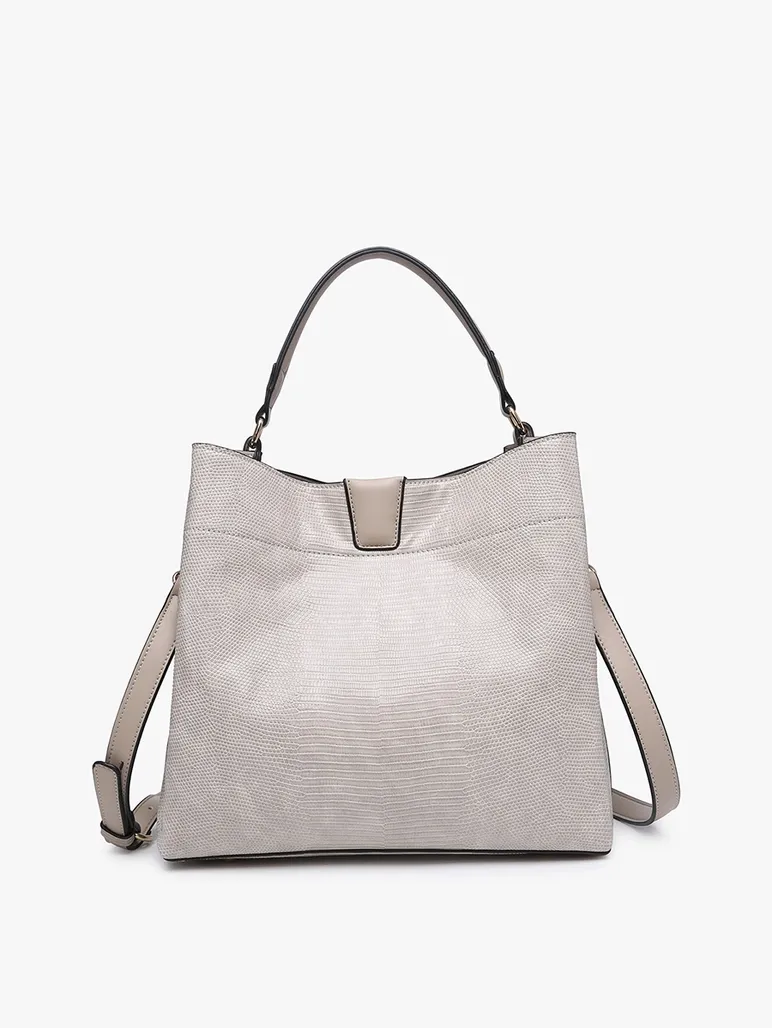 Tati Lizard Monogrammable Satchel Light Grey