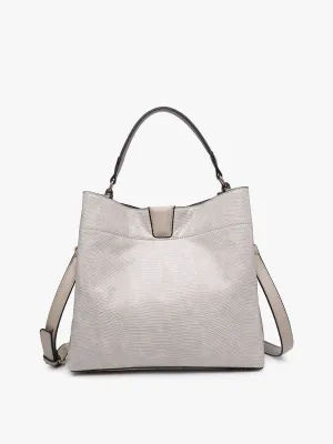 Tati Lizard Monogrammable Satchel Light Grey
