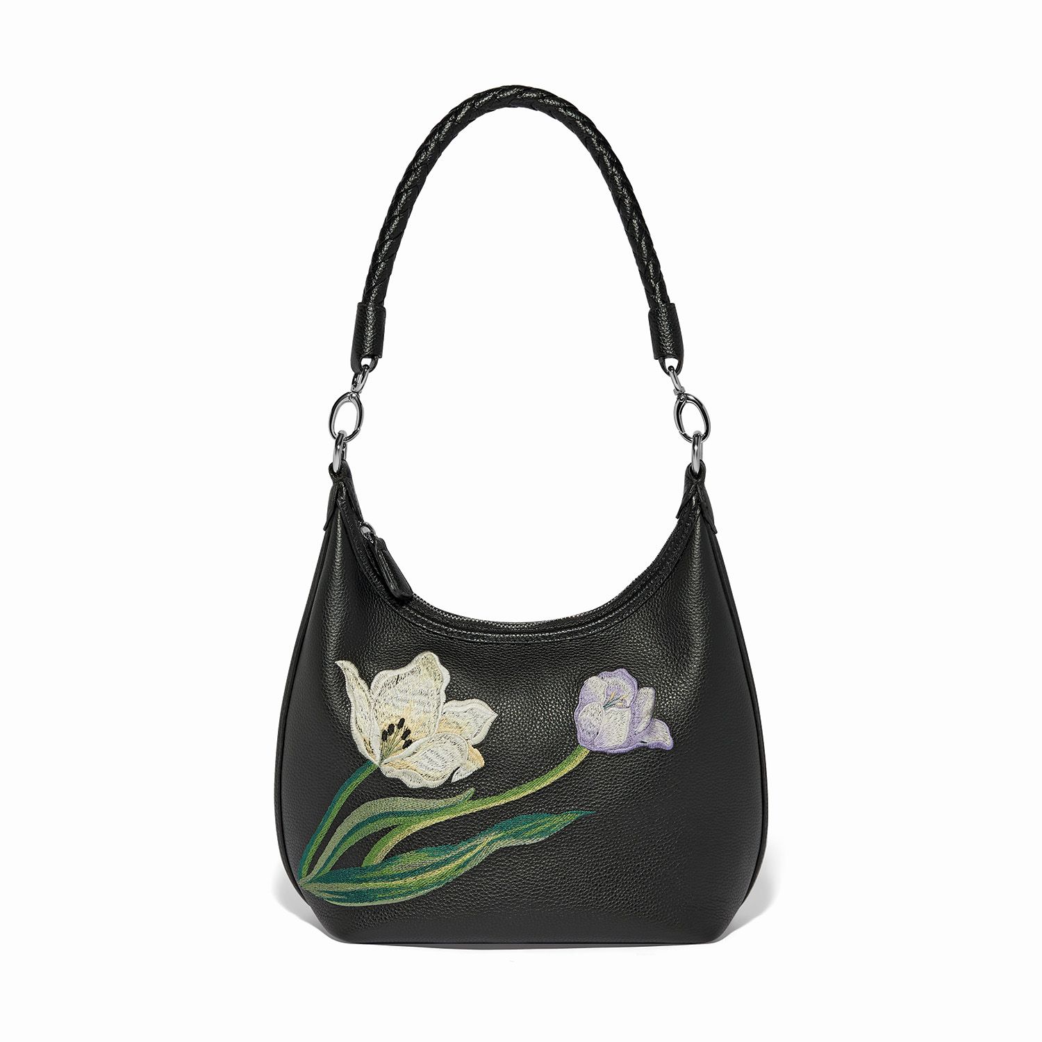 La Tulipe Noir Maven Embroidered Hobo