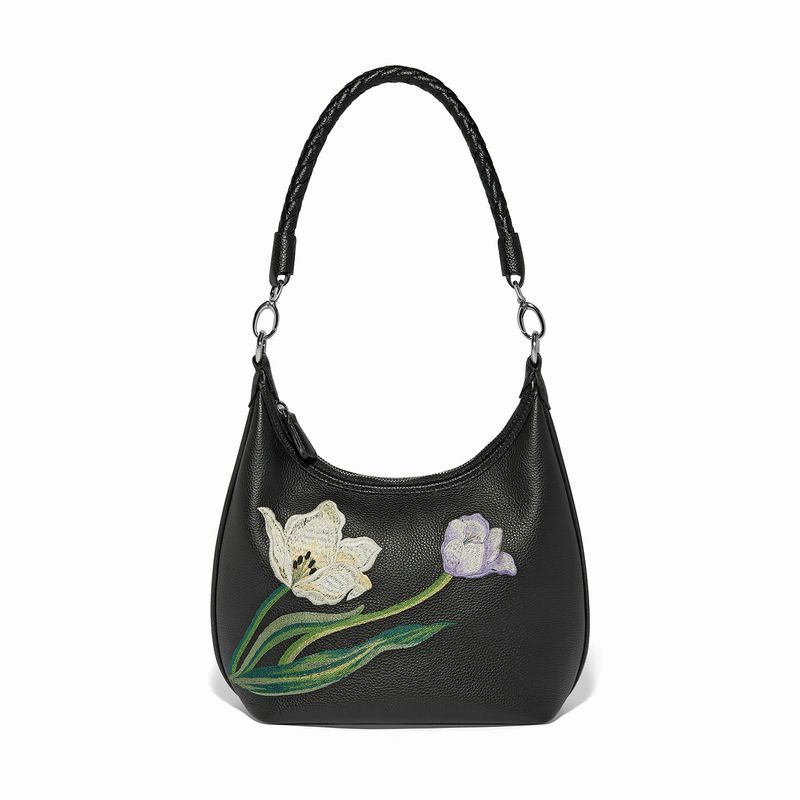 La Tulipe Noir Maven Embroidered Hobo