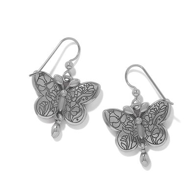 La Tulipe Noir Butterfly French Wire Earrings
