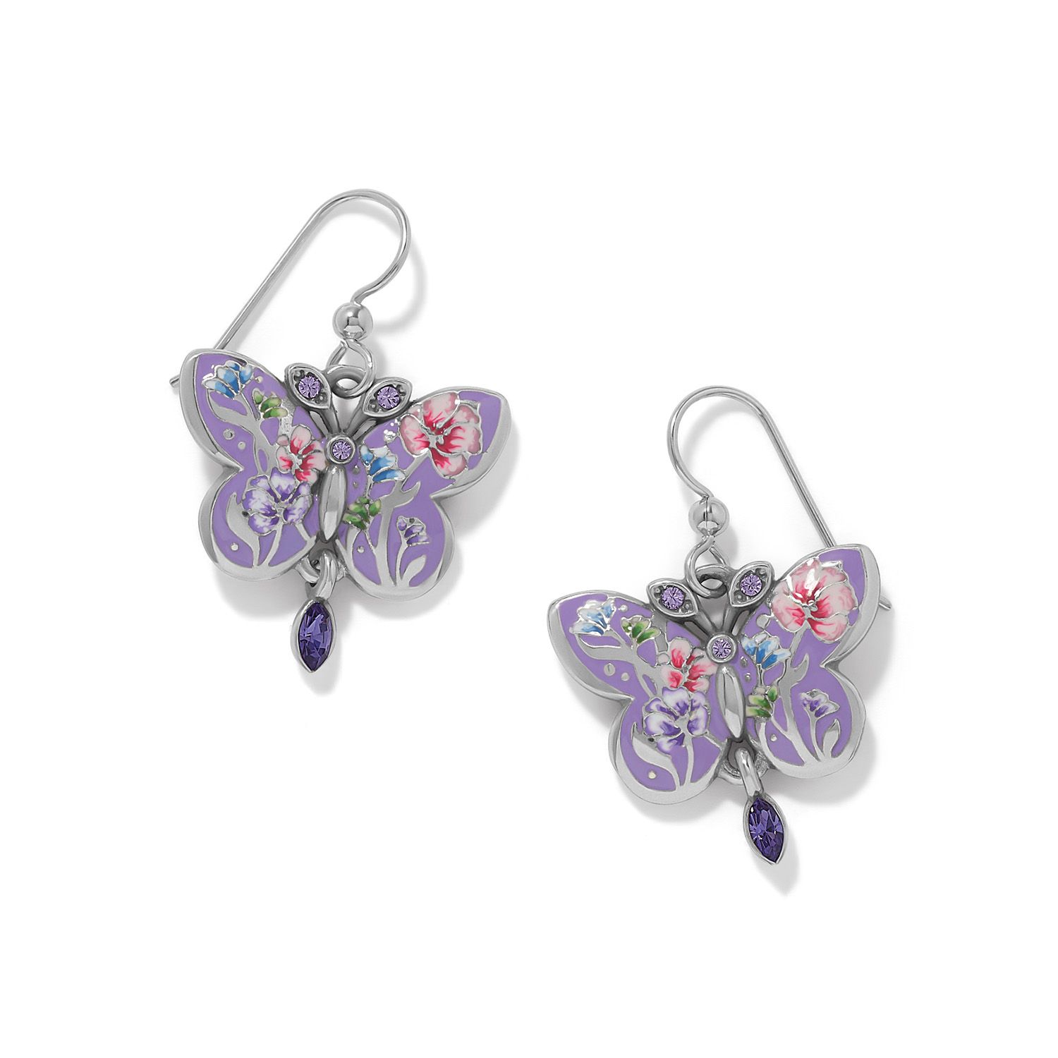 La Tulipe Noir Butterfly French Wire Earrings