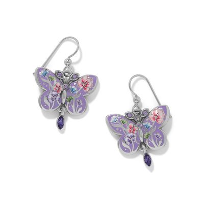 La Tulipe Noir Butterfly French Wire Earrings