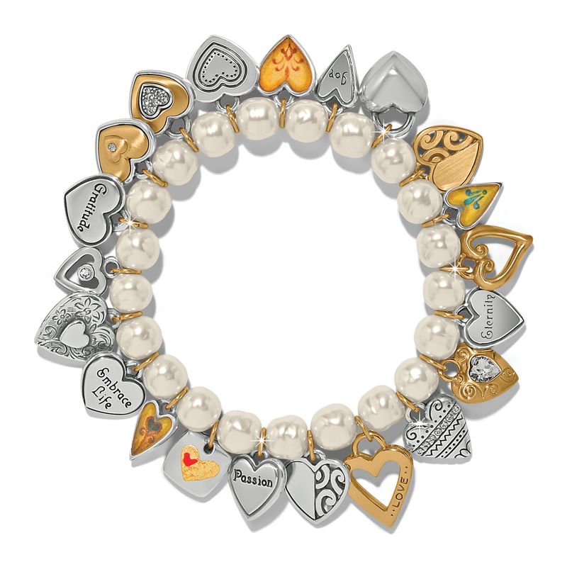One Heart Pearl Stretch Bracelet