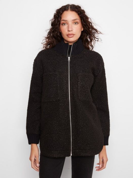 Bouclé Zip Up Jacket