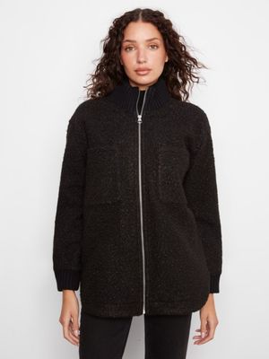 Bouclé Zip Up Jacket