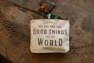 Put Good Things in the World Canvas Zip Bag