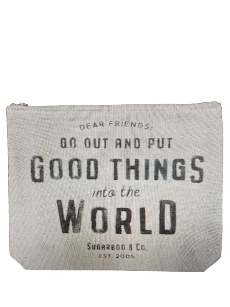 Put Good Things in the World Canvas Zip Bag