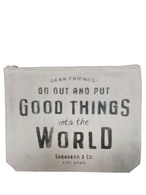 Put Good Things in the World Canvas Zip Bag