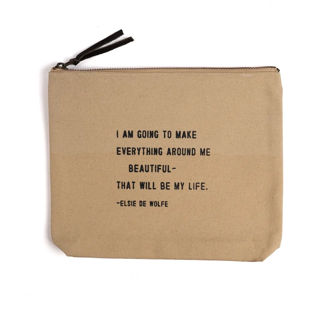 I Am Going To Make (Elsie De Wolfe) Canvas Zip Bag- Flax