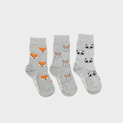 Kid's Fox, Raccoon, & Bunny Socks - 1-2 years / XS