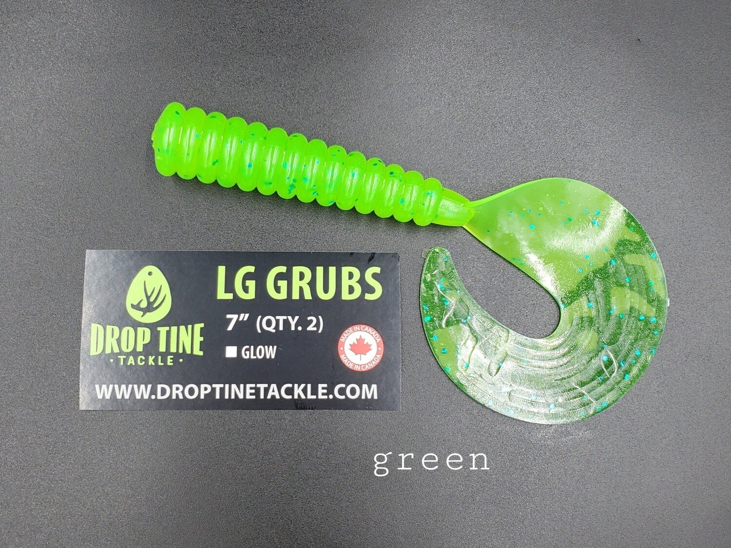 Large Grubs 7&quot; 2pk, Colour: Green