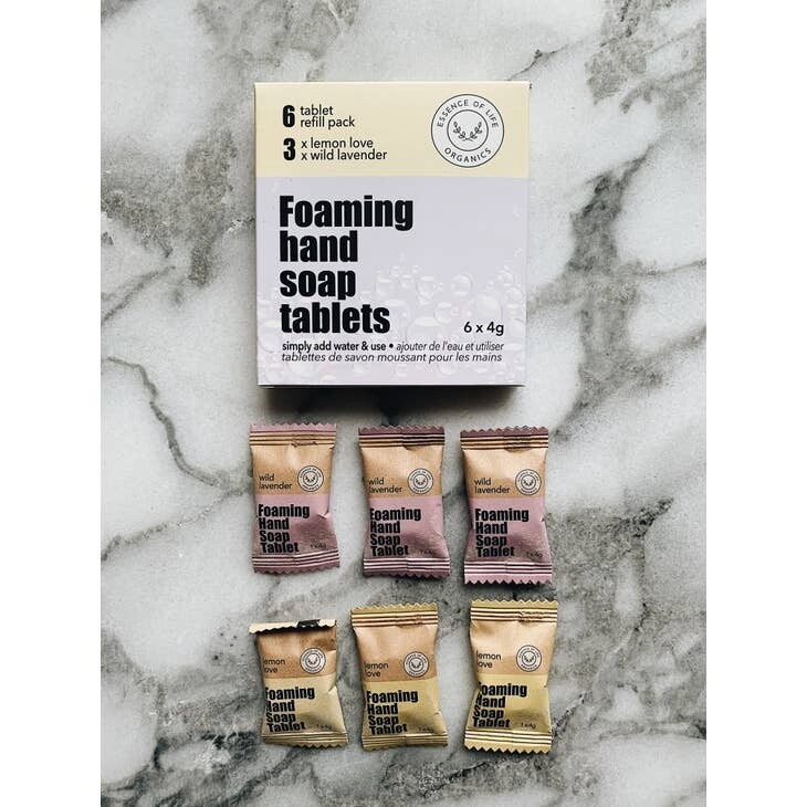 Foaming Hand Soap Tablets | 6 tablet Refill Value Pack, Scent: lemon love + wild lavender