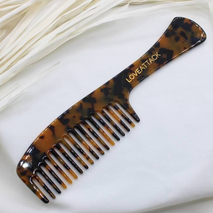 Long Handled Wide Tooth Comb, Colour: dark tortoiseshell