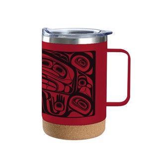 Cork Base Travel Mugs with Handle, Design: Treasure of Our Ancestors by Donnie Edenshaw, Size: 16 oz