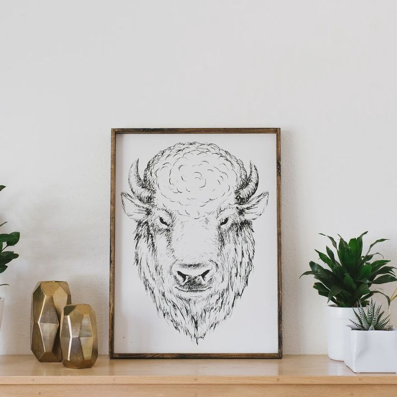 Wood Sign Bison WRD