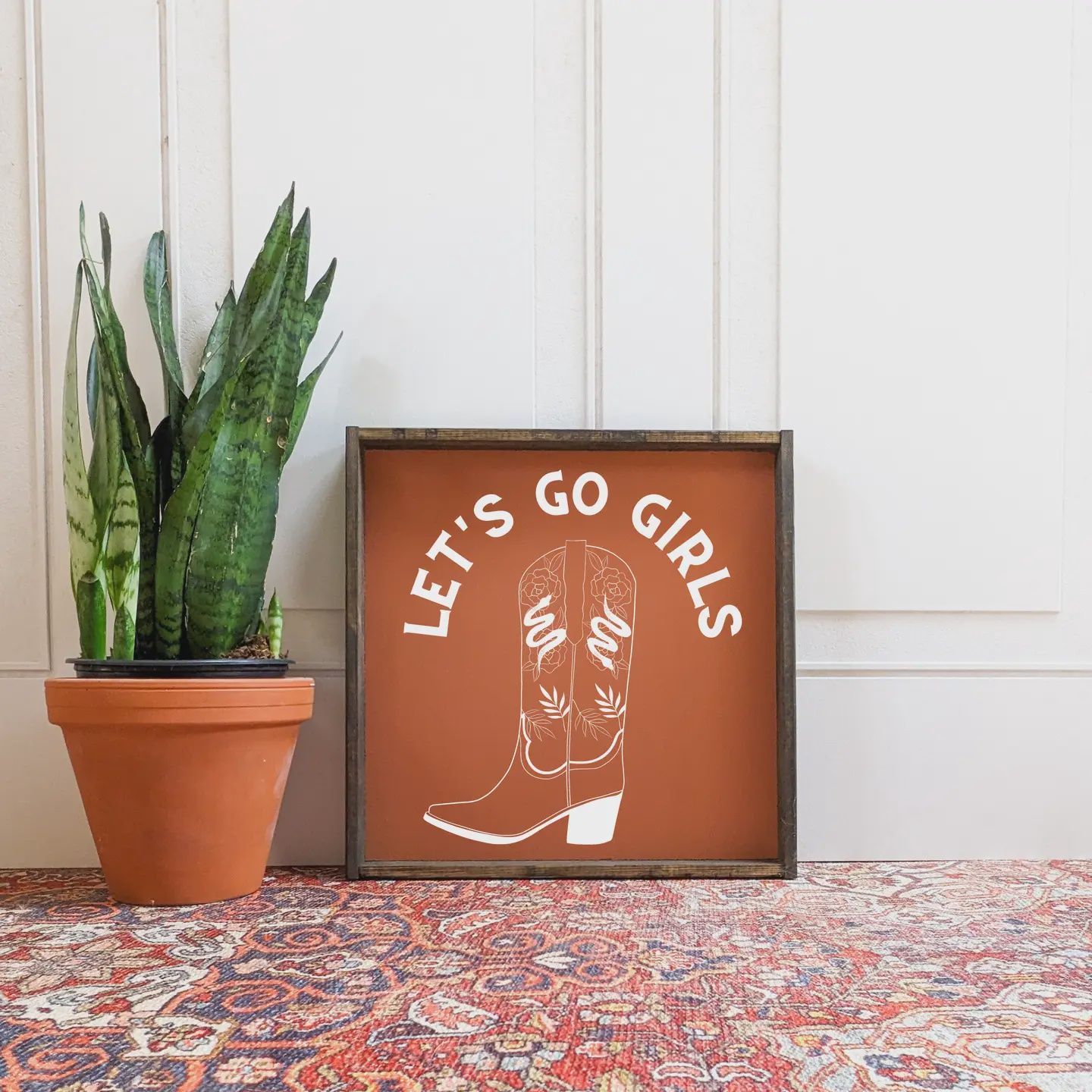 Wood Sign Let&#39;s Go Girls WRD, Colour: Clay