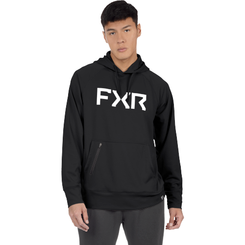 UNISEX PILOT UPF PO HOODIE: BLACK/ WHITE