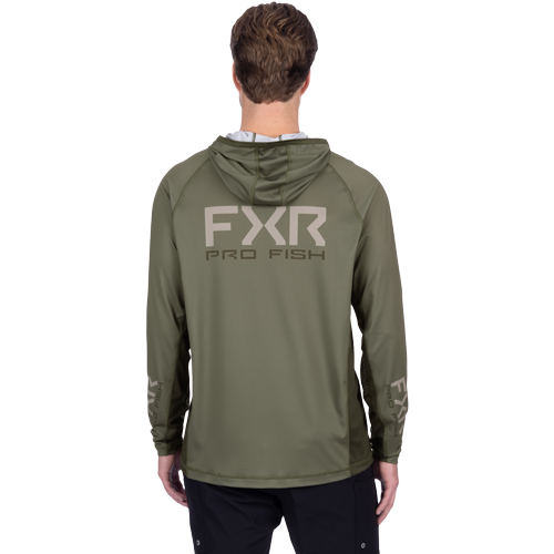 M DERBY AIR UPF PO HOODIE: MOSS/ STONE
