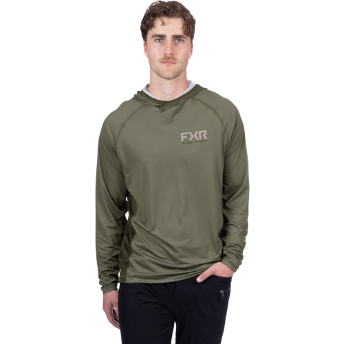 M DERBY AIR UPF PO HOODIE: MOSS/ STONE